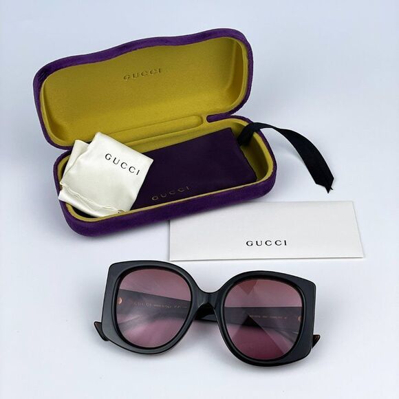 NEW Gucci GG1257S 003 Havana Gradient Red Butterfly Oversized Women Sunglasses - Picture 11 of 13